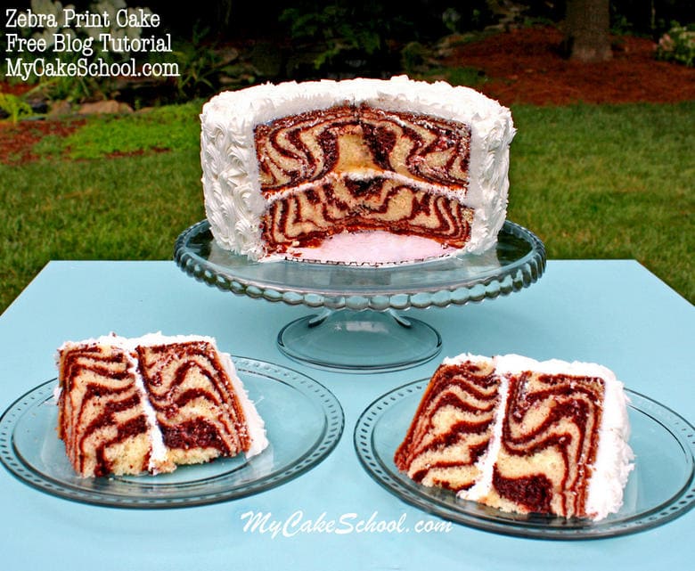 Learn to make a zebra print cake (pattern on the inside) in this free cake decorating tutorial by MyCakeSchool.com! Online cake tutorials, cake recipes, and more!
