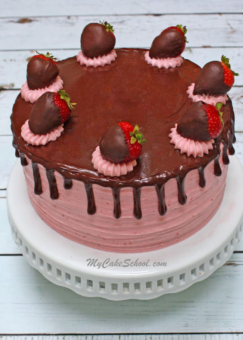 Moist and Delicious Homemade Chocolate Covered Strawberry Cake Recipe by MyCakeSchool.com!