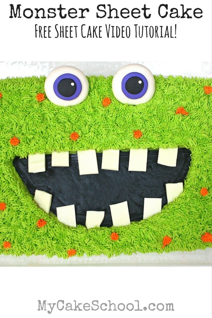 Free Monster Cake Video Tutorial by MyCakeSchool.com! Perfect for Kids' Birthdays and Halloween Parties!