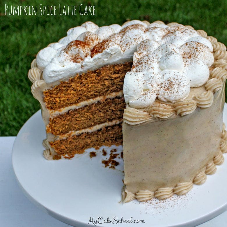 Moist and Delicious Pumpkin Spice Latte Cake by MyCakeSchool.com! The perfect blend of pumpkin, spices, and espresso! 