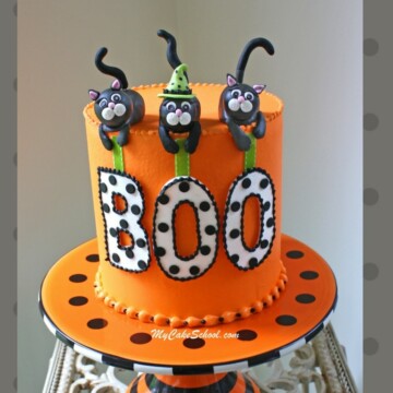 Adorable Black Cat Halloween Cake Video Tutorial by MyCakeSchool.com! Perfect for Halloween Parties!