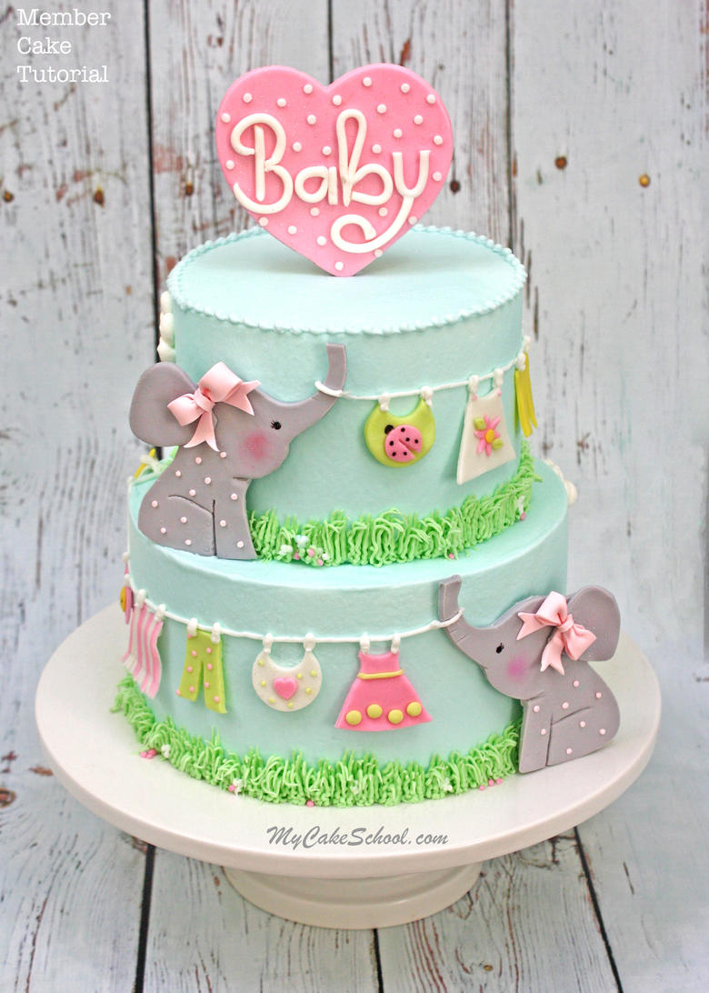 Elephant Clothesline Cake- Video Tutorial | My Cake School