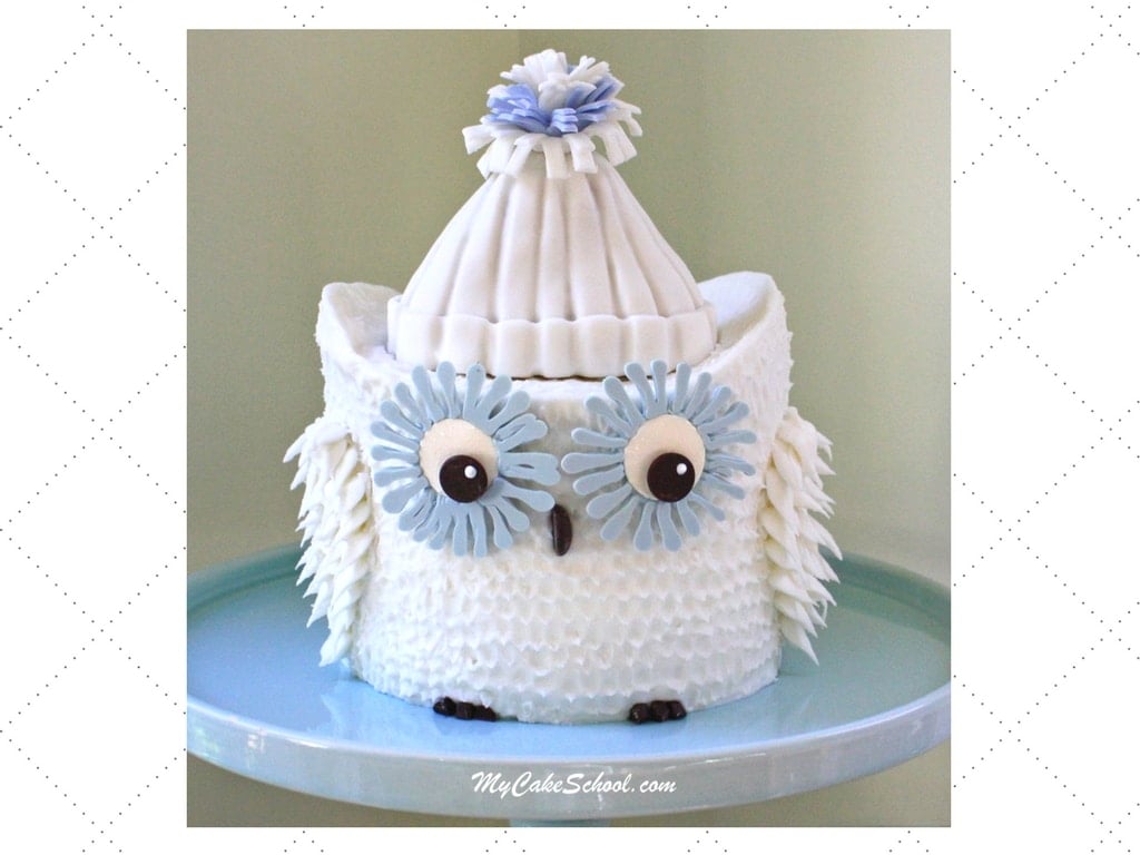 Cute Owl Cake Video Tutorial by MyCakeSchool.com! Perfect for winter parties, birthdays, showers, and more!
