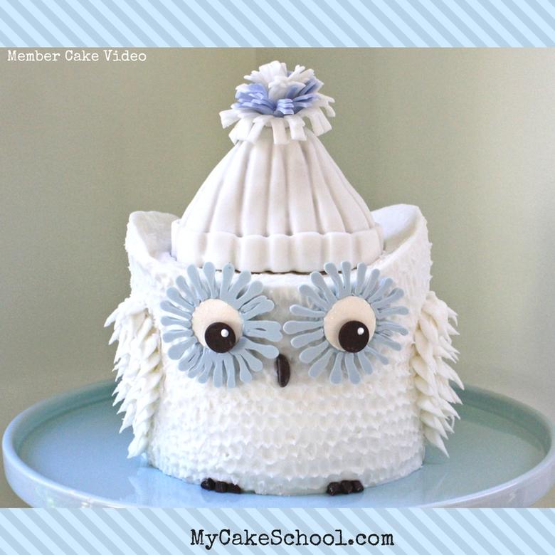 Cute Owl Cake! Member Cake Video Tutorial by MyCakeSchool.com!
