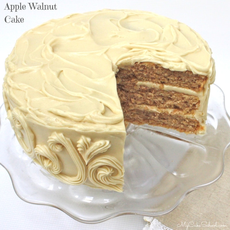 Delicious Apple Walnut Cake Frosted in Maple Cream Cheese Frosting