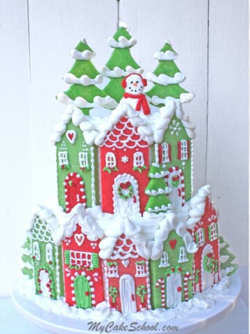 Christmas Village Cake Tutorial by MyCakeSchool.com! (Member Section)