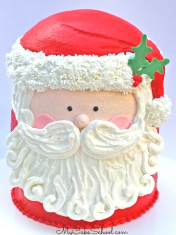 Cute and Easy Buttercream Santa Cake Video Tutorial by MyCakeSchool.com! (Member Section). Perfect for Christmas entertaining!