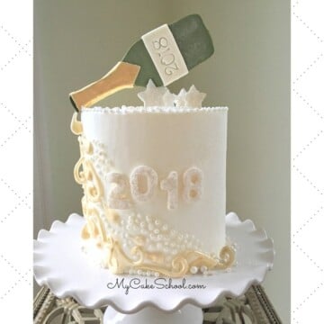 Free Cake Video Tutorial for a Beautiful Champagne Themed New Year's Cake!