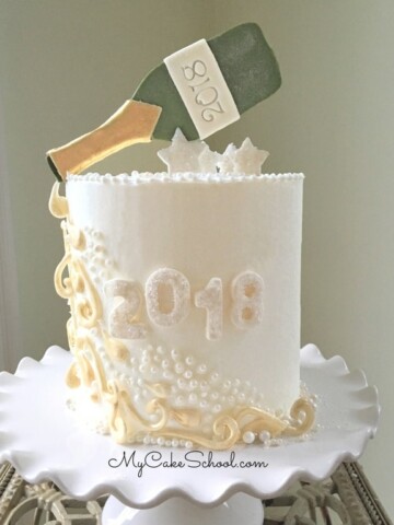 Free Cake Video Tutorial for a Beautiful Champagne Themed New Year's Cake!