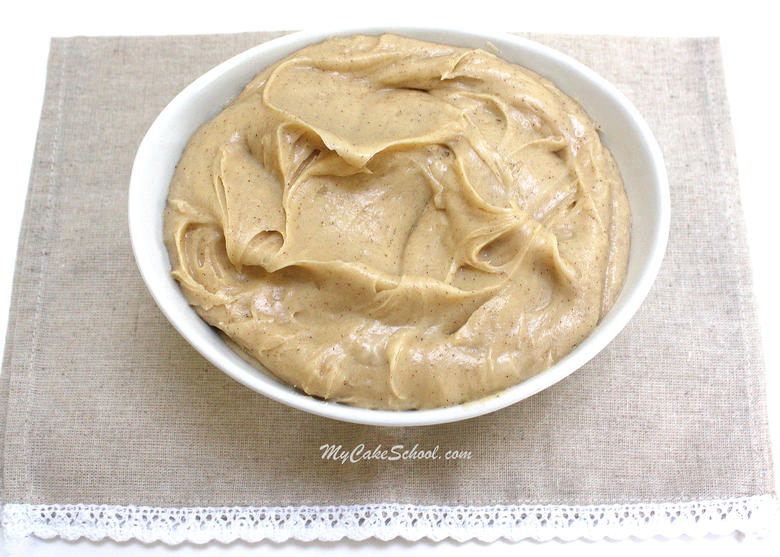 Delicious Cinnamon Espresso Cream Cheese Frosting Recipe by MyCakeSchool.com! This easy recipe is SO flavorful!