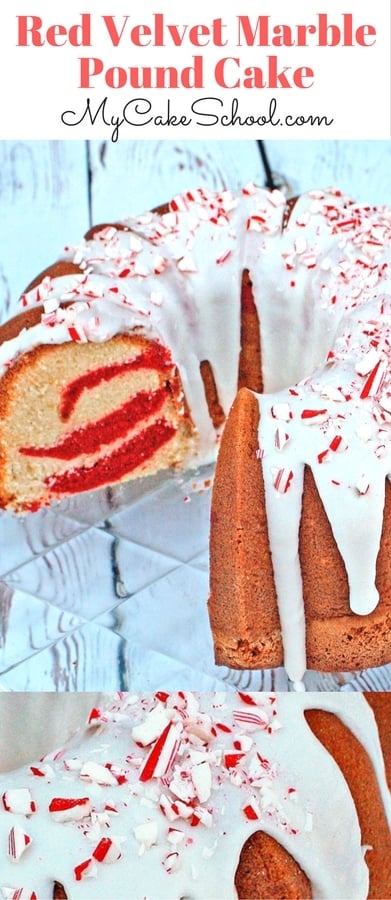 Moist and DELICIOUS Red Velvet Marble Pound Cake with Peppermint Glaze