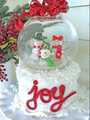 Adorable Snow Globe Cake Decorating Video Tutorial by MyCakeSchool.com (Member Section). PERFECT for Christmas entertaining!