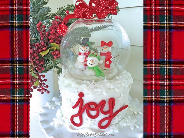 Adorable Snow Globe Cake Decorating Video Tutorial by MyCakeSchool.com (Member Section). PERFECT for Christmas entertaining!