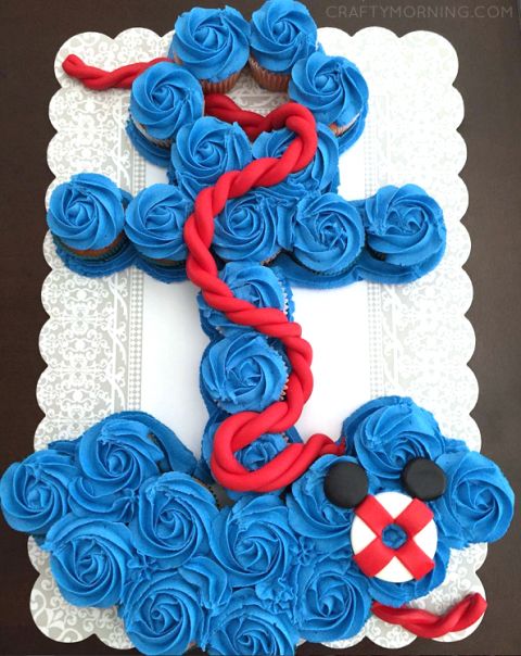 Adorable Anchor Cupcake Cake Tutorial as featured on Crafty Morning!