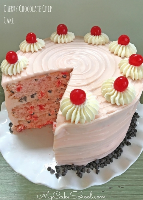 This Cherry Chocolate Chip Cake Recipe is SO moist and flavorful! This Scratch Cherry Chocolate Chip Cake Recipe is SO moist and filled with a wonderful cherry flavor!