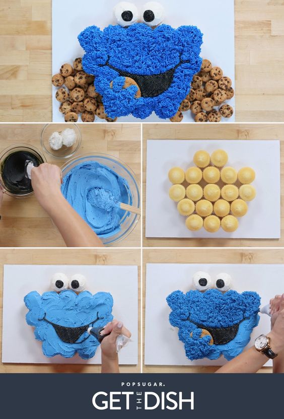 Cookie Monster Cupcake Cake Tutorial