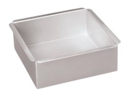 Magic Line Square Pans. We love them because they are made with heavy gauge aluminum for even baking, and have nice sharp eges.