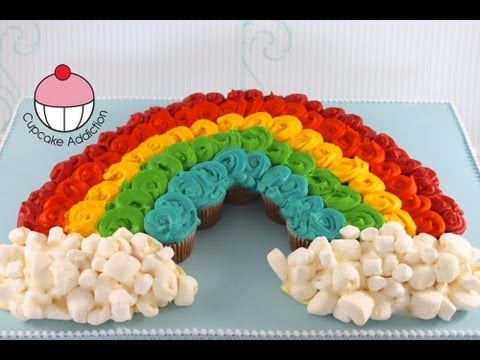 Rainbow Cupcake Cake by My Cupcake Addiction (featured in MyCakeSchool.com's roundup of the best cupcake cake ideas)