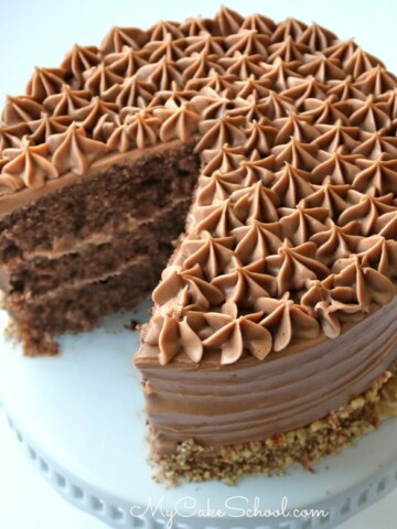 Amazing Chocolate Italian Cream Cake Recipe by MyCakeSchool.com. So moist and flavorful!