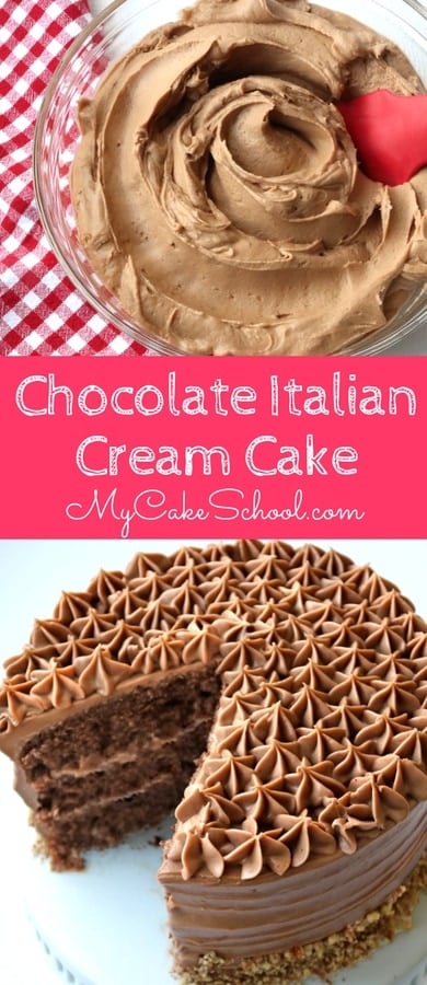 AMAZING Chocolate Italian Cream Cake Recipe with Chocolate Cream Cheese Frosting! Recipe by MyCakeSchool.com Chocolate Italian Cream Cake Recipe from Scratch by MyCakeSchool.com! So moist and delicious!