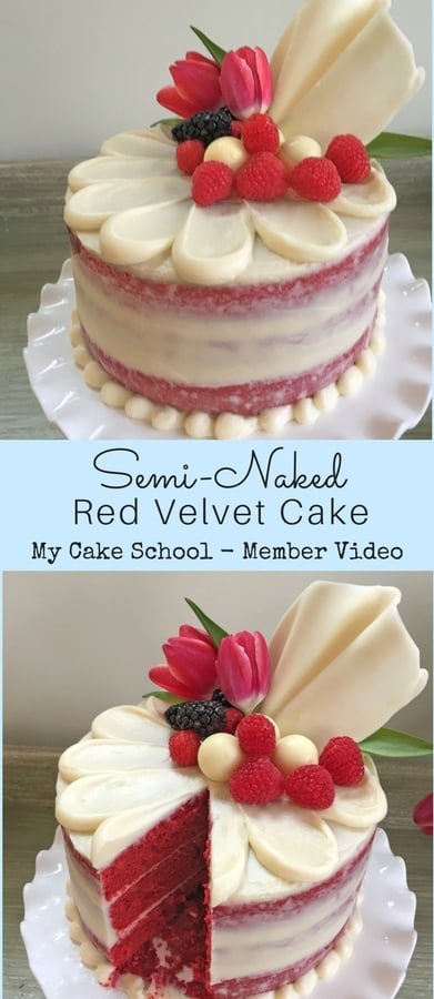 Semi-Naked Red Velvet Cake Tutorial by MyCakeSchool.com