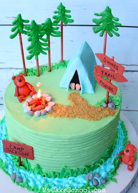 Camping Cake Video Tutorial by MyCakeSchool.com