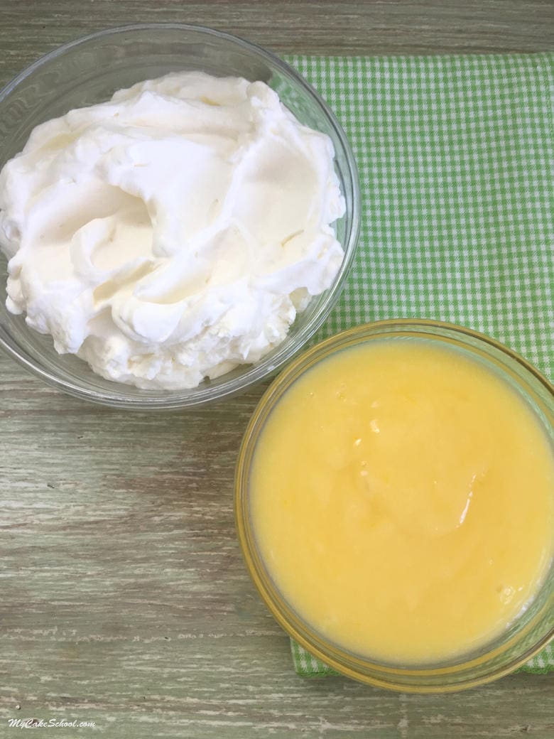Lemon Curd and Whipped Cream (to be combined for our Lemon Whipped Cream Filling!)