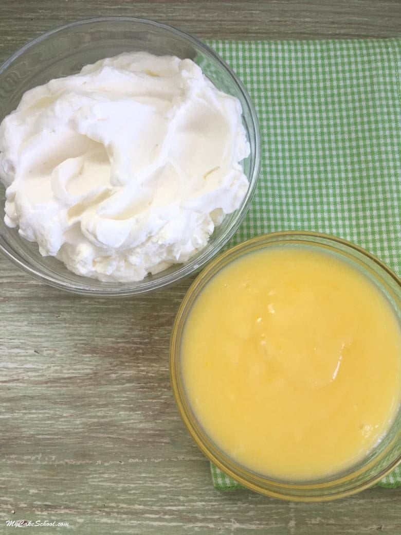 Lemon Curd and Whipped Cream for our Coconut Lemon Cake