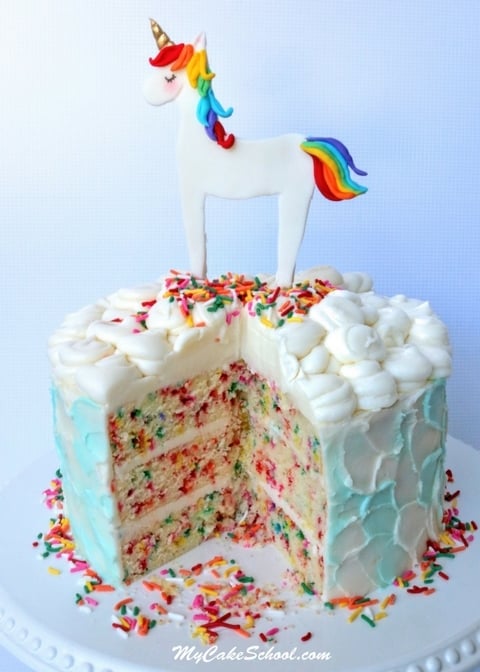 Unicorn Cake Topper Tutorial by MyCakeSchool.com. SO adorable for young birthdays or for the unicorn and sprinkle lovers in your life! 