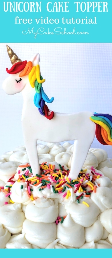 Cute and Easy Free Unicorn Cake Topper Tutorial by MyCakeSchool.com