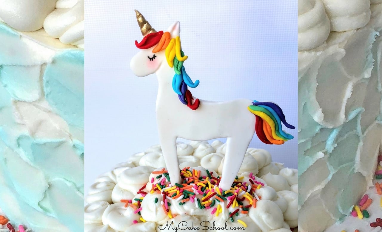 unicorn cake topper free video tutorial my cake school