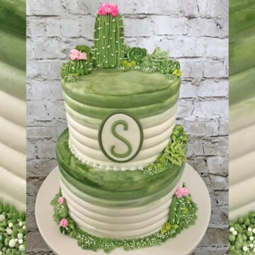 Buttercream Cactus and Succulents Cake Video Tutorial by MyCakeSchool.com!