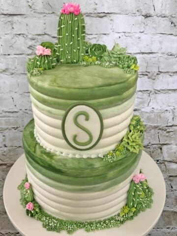 Buttercream Cactus and Succulents Cake Video Tutorial by MyCakeSchool.com!