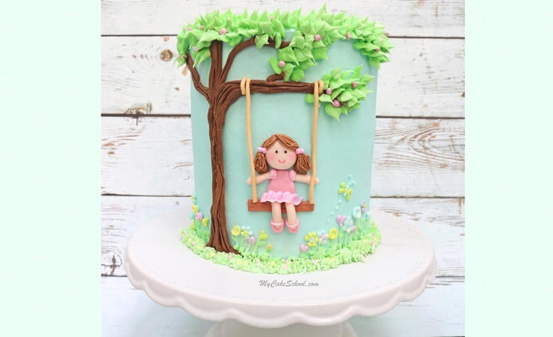 Learn how to make a sweet Girl in a swing cake in this free cake decorating video tutorial!