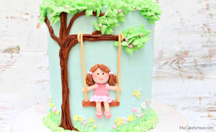 Sweet Girl on a Swing Cake- Free Cake Video Tutorial