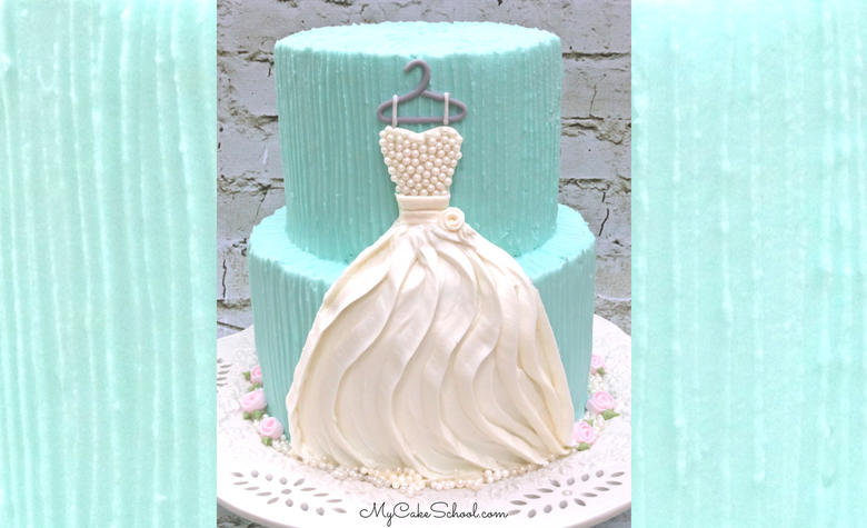 This Tiered Wedding Dress Cake would be perfect for bridal showers! From MyCakeSchool.com's member cake video section. 