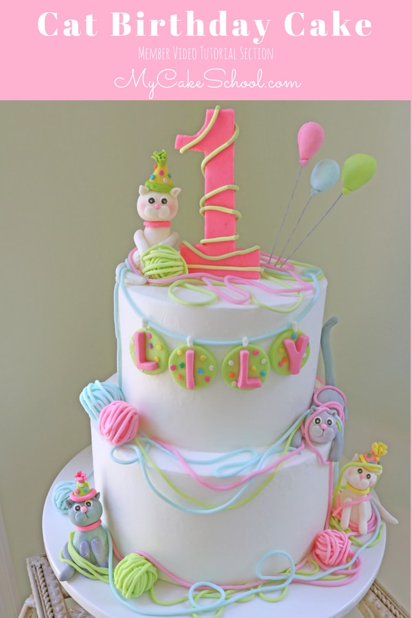 Cute Cat Birthday Cake Video Tutorial by MyCakeSchool.com