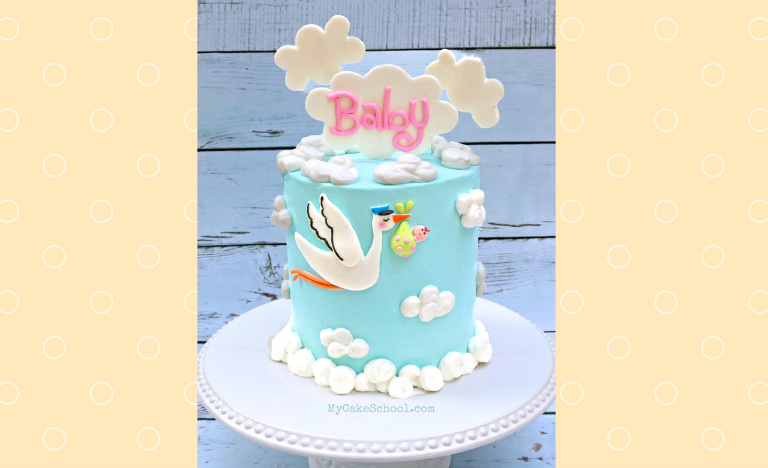 This sweet stork cake is perfect for baby showers! 