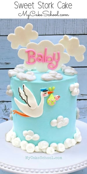 This adorable Stork Baby Shower Cake is so simple to create! From My Cake School's member cake decorating video tutorial section. Adorable Stork Cake Decorating Video Tutorial!