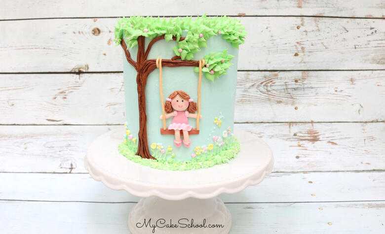 Adorable Girl on a Swing Cake Video Tutorial