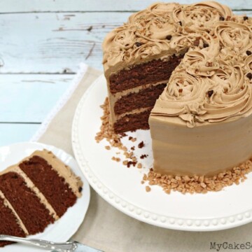 This Mocha Toffee Crunch Cake is so moist and flavorful