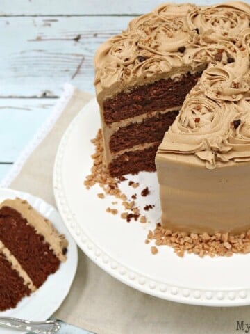 This Mocha Toffee Crunch Cake is so moist and flavorful