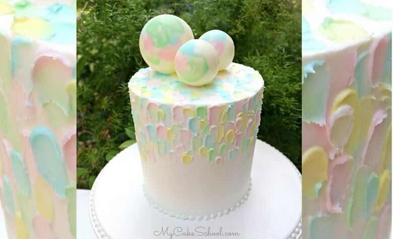 Beautiful Painted Buttercream Cake with Chocolate Spheres