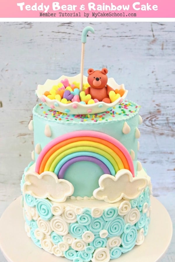 This Teddy Bear and Rainbow Cake Design is perfect for baby showers! From MyCakeSchool.com's Member Cake Video Tutorial Section.