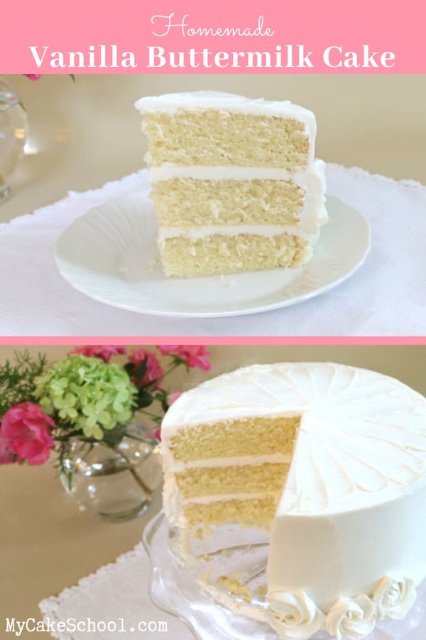 Moist and delicious Vanilla Buttermilk Cake Recipe by MyCakeSchool.com! Vanilla Buttermilk Cake Recipe by MyCakeSchool.com