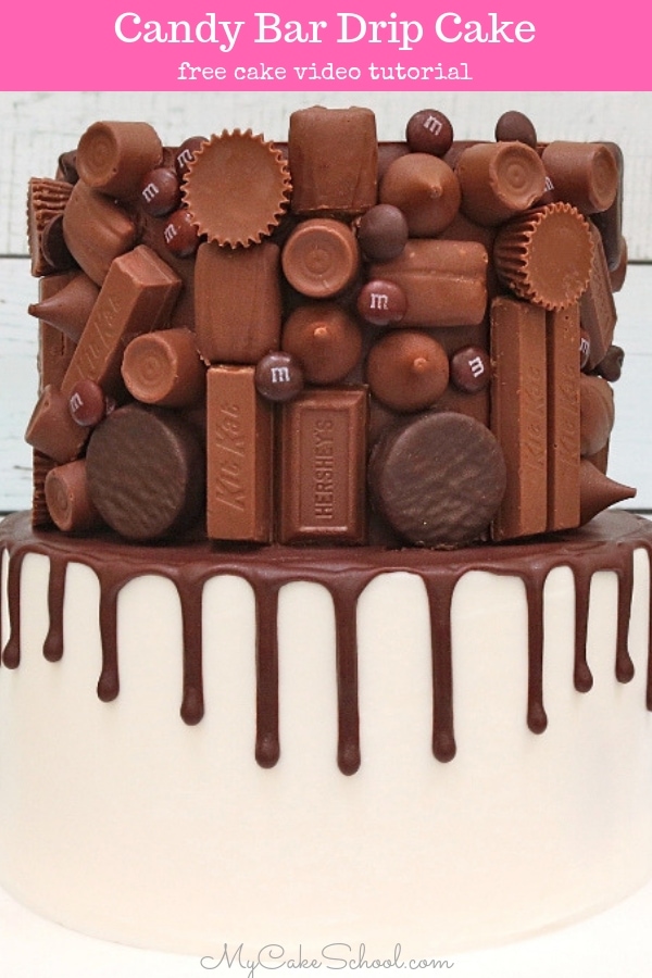 Candy Bar Drip Cake! Free Cake Decorating Tutorial by MyCakeSchool.com