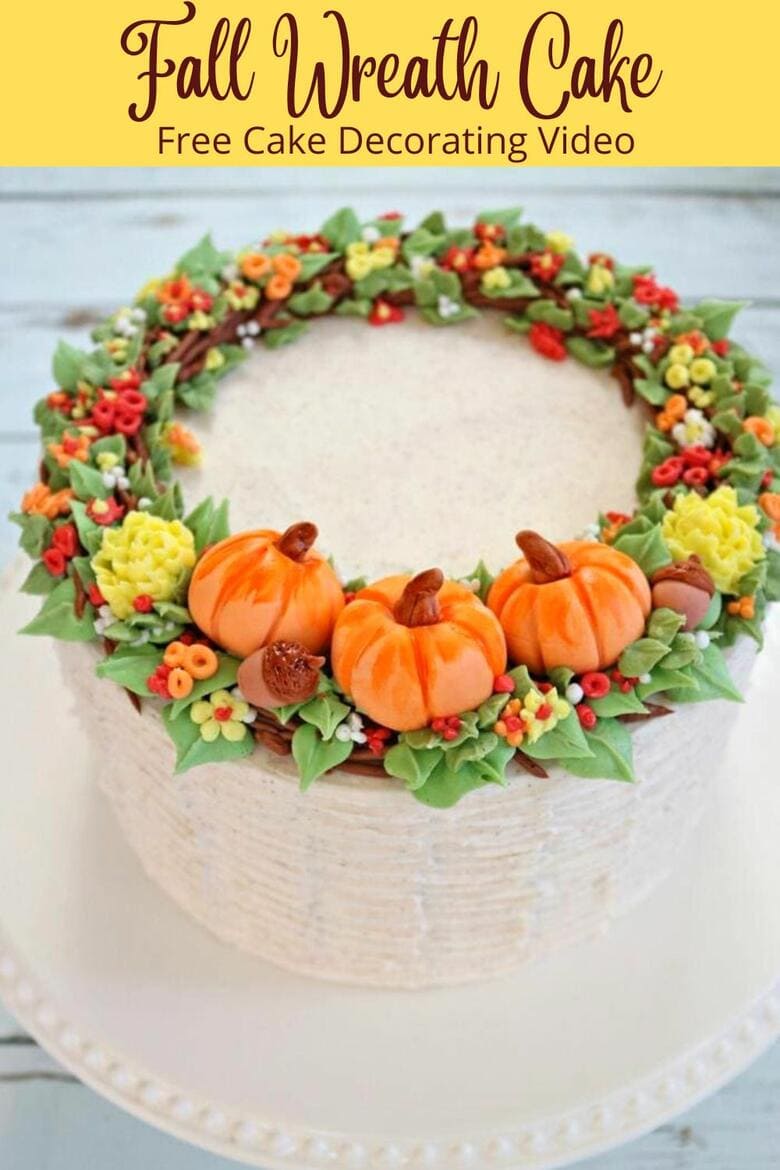 Learn how to make a beautiful Fall Wreath Cake in this free cake decorating video tutorial!