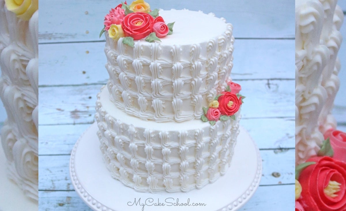 Beautiful Buttercream Trellis Piping and Flowers! Cake Decorating Tutorial
