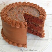 Moist and decadent Chocolate Pecan Pie Cake Recipe