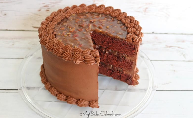 Moist and decadent Chocolate Pecan Pie Cake Recipe
